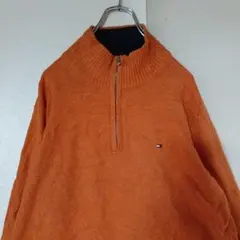 TOMMY HILFIGER ハーフジップ ニット セーター オレンジ