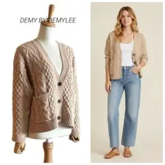 【DEMY BY DEMYLEE】 ケーブル編み コットンニットカーディガン