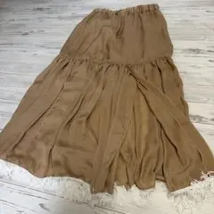 ロングスカート ブラウン フリンジ付きのサムネイル