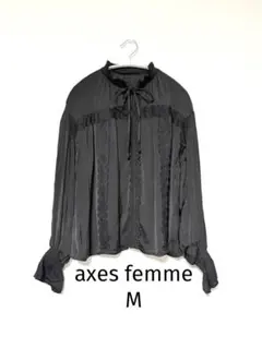axes femme レースフリルブラウス 黒 ブラック M クラシカル 量産型