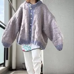 古着屋　モヘアニットカーディガン パープル