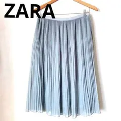 ZARA BASIC プリーツスカート ライトブルー Mサイズ くすみブルーのサムネイル