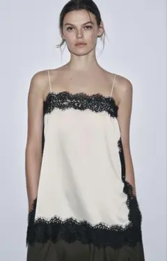 【新品】ZARA ZW COLLECTION サテン地レーストップスのサムネイル