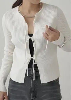 【Loungedress】リボンリブニット