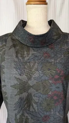 No215 大島紬着物リメイク ローカルカラー　プリンセスラインワンピ