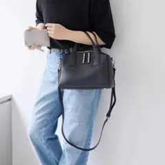 earPAPILLONNER スタッズボストン 2way《本革 ショルダー付き》 - メルカリ