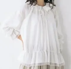 サマンサモスモス　かずみコラボ　フリルカラーチュールブラウス