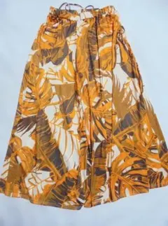 easeトロピカル柄 ワイドパンツ/パンタロン オレンジ系