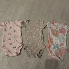 3枚セット 短袖ボディスーツ 花柄