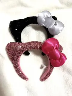 USJ キティカチューシャ （黒・ピンク）2つセット