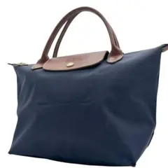 良品　ロンシャン　プリアージュ　トートバッグ　ナイロン　ネイビー　ロゴ　肩掛け◎