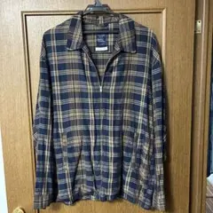 BACK NUMBER フレンチリネン混 チェック柄 ジップブルゾン XLのサムネイル