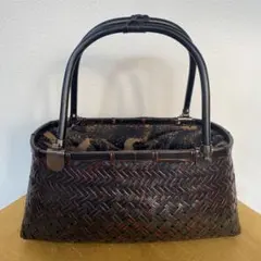 美品◆竹籠バッグ◆竹製◆巾着付きバッグ◆浴衣◆着物◆和装