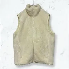 k0042 ユニクロ フリースベスト 白 M エコモコ 厚手 レディース 秋冬