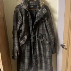 『値下げ』AIVER チェック柄 ロング丈 モッズコート　M