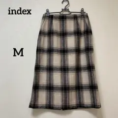【美品】index チェック柄 タイトスカート スリット　キレイめ　ベージュ