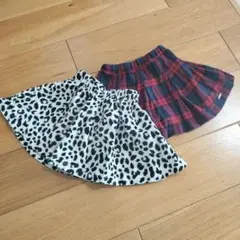 ヒョウ柄・チェック柄キュロット　2枚セット