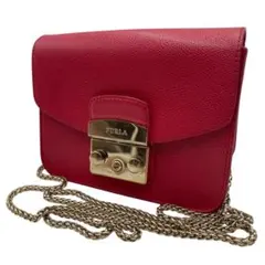 FURLA/フルラ メトロポリス チェーン ミニショルダーバッグ レッド