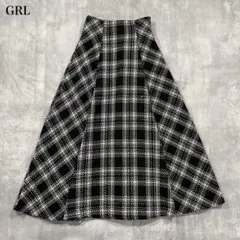 グレイル【M】ロングスカート フレアシルエット Aライン オーバーチェック 総柄