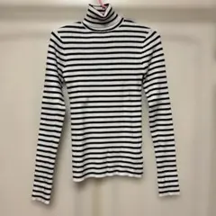 ストライプタートルネックセーター