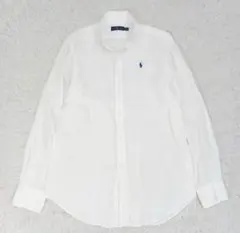 【美品】現行タグ　ラルフローレン リネン ボタンダウンシャツ　ホワイト　M
