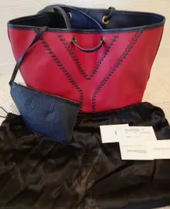 YSL イヴ・サンローラン　リバーシブルトートバッグ レッド×ネイビーのサムネイル