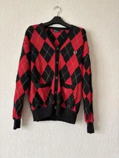 【美品】フレッドペリー・長袖カーディガ ン・ニット・アーガイル柄・月桂口ゴ