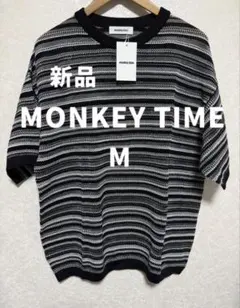 monkey time極美品】ラッセル透かし編み 涼しい ベースボールシャツ