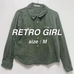 レトロガール RETRO GIRL ミリタリーシャツ M カーキ 長袖 ポケット