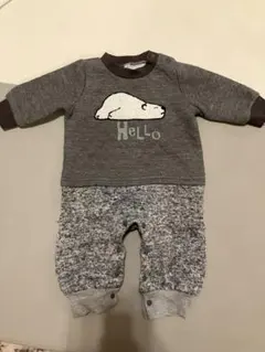 クマ刺繍付きロンパース 70cm グレー