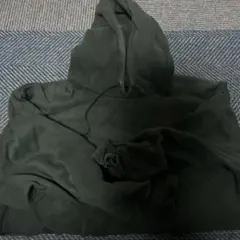 古着 無地 ダークグリーン フード付きパーカー