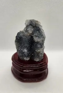 グレーアメジスト&カルサイト置物 木製台座付き