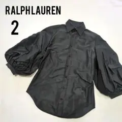 【美品】ラルフローレン 黒 ブラック バルーンスリーブ シャツ ブラウス シルク