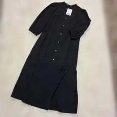 RAW FUDGE ローファッジ 裾切替シャツワンピース ブラック M