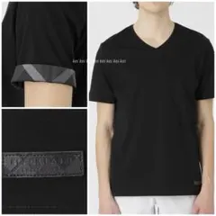 【新品】ブラックレーベル　マーセライズVネックTシャツ　袖裏チェック　サイズL