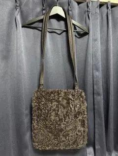 Y2Kファー レザー ショルダーバッグ マルチポケット