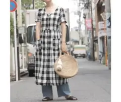 coca チェック柄 半袖シャツワンピース FREEサイズ