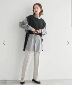 新品タグ付き ロペピクニックPASSAGE サイドリボンレイヤード ベスト 炭黒