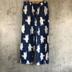 az57古着　柄パンツ　パジャマパンツ　青　90s Y2K
