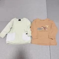 【petit main】恐竜プリント 長袖カットソー 2点セット