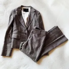 UNTITLED ウール混 ツイード セットアップ スーツ 茶 2(M) 日本製