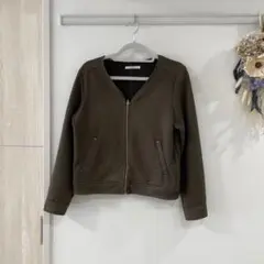 美品　チャオパニック　ノーカラージャケット　カーキ　ベロア　Fサイズ　ジャケット