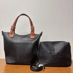 新品／Ａ４すっぽり！Monte Rosso 黒トートバッグ 2way ポーチ付き