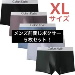 ボクサーパンツ メンズ 下着 5枚セット 吸水速乾 抗菌防臭 前閉じ　XL