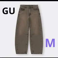 【美品】GU バレルレッグジーンズ　デニム　ブラウン　M
