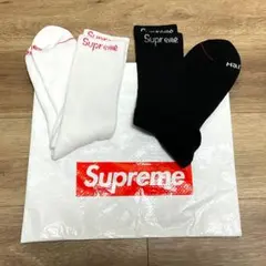 【未使用】supreme 靴下 ホワイト+ブラック+ショッパー 3点セットのサムネイル
