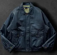 90s Nautica 本革 レザージャケット 44 ブラック 内側キルト 短丈