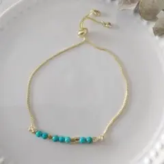 綺麗め　カットターコイズのスライドブレスレット