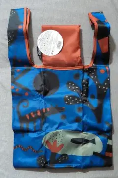 KALDI エコバッグ 青/多色 収納ポーチ付き