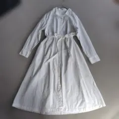ユニクロ コットンAラインシャツワンピース L ホワイト 訳あり・ベルト付